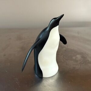 Handmade Penguin Figurine Black White Ceramic Art Sculpture Decor
